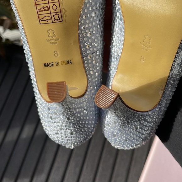 Pink Paradox London - Celebrate - Silver Satin & Rhinestone Peep Toe Heel Size 8 - Picture 16 of 16